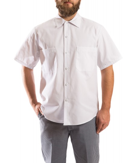 Short Sleeve food shirt, button closure, gripper at collar