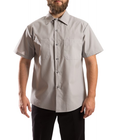 Short Sleeve Industrial shirt, button closure, gripper at collar - LH ...