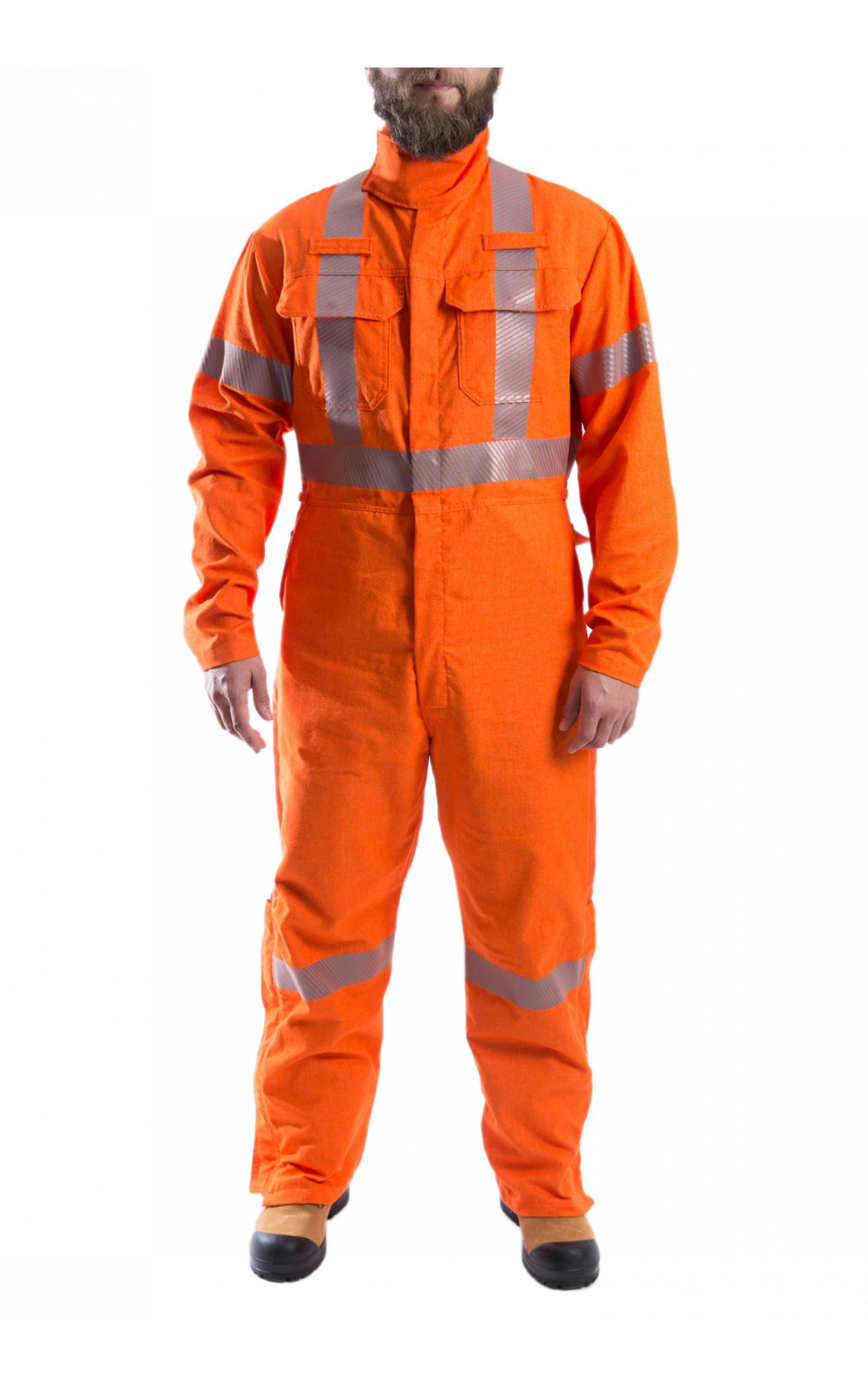 X-Large, Khaki 88% C/12% N Flame Resistant FR High Visibility Hi Vis Coverall 